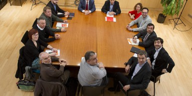 Reunión de los equipos negociadores de Psoe, Ciudadanos y Compromís