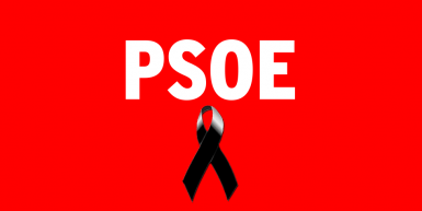 Logo del PSOE con crespón negro