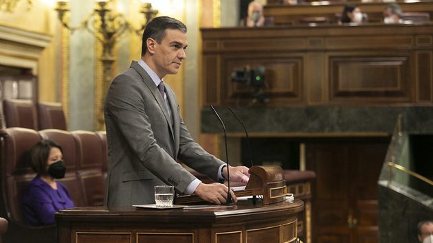 Pedro Sánchez, durante su comparecencia ate el Pleno del Congreso